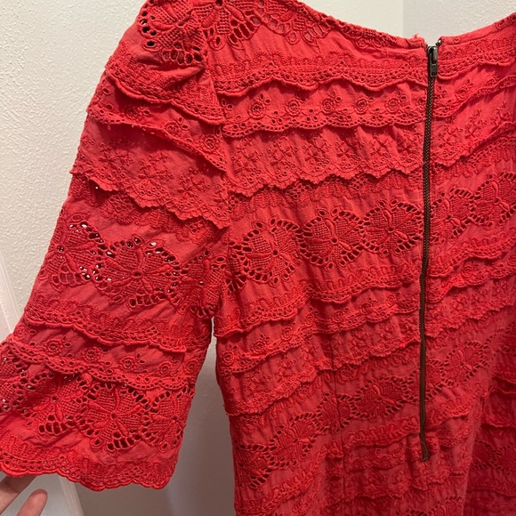 Anthropologie: Moulinette Soeurs Dazzling Lights Red Eyelet Dress - Picture 4 of 6